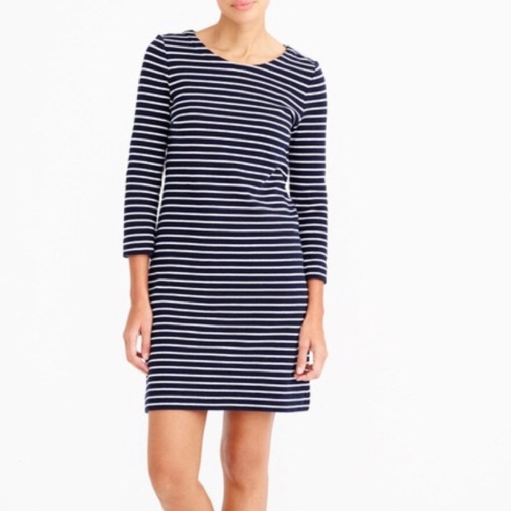 J Crew Factory Navy Striped Shift Dress